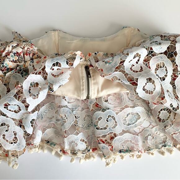 Tularosa Revolve Amelia Rainbow Lace Off The Shoulder Boho Crochet Crop Top XS - Picture 10 of 14